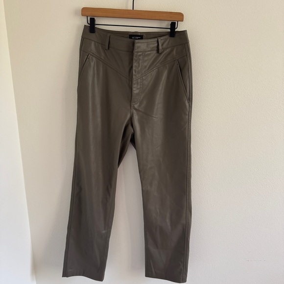 AG Cleo High Waist Kick Flare Faux Leather Pants “Natural” color 28 - Picture 2 of 10